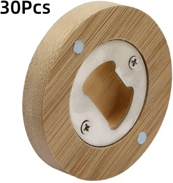 Uplift Curations BrewSnap Bamboo Magnetic Bottle Opener Round Portable Fridge Magnet Beer Opener For Home & Parties opener 30pcs