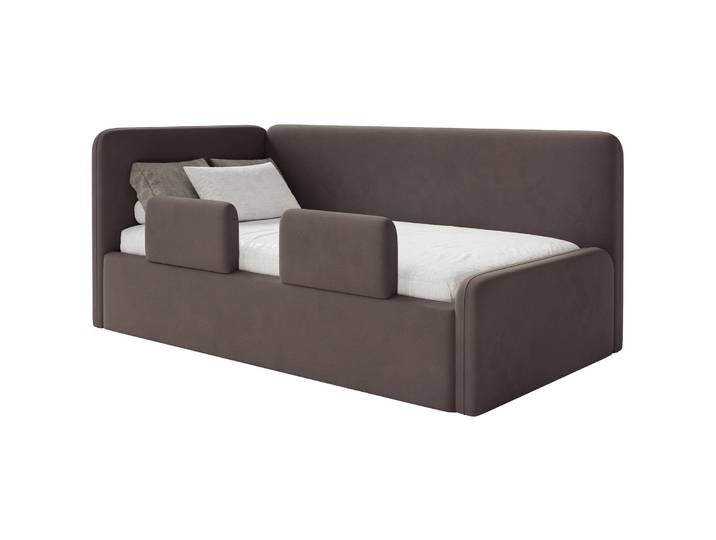 Jugendbett 90x200 cm Fanklo linksseitig mit Matratze, Stauraum