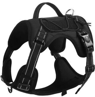 Uplift Essentials Professional Tactical No Pull Reflective Dog Harness Vest black xl