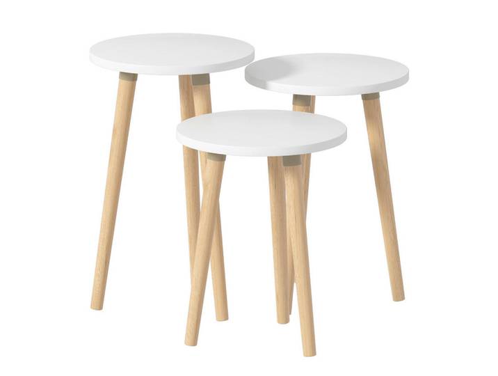 Mid.you Beistelltisch, Weiß, Honigeiche, rund, konisch, 33.5x52x33.5 cm, individuell kombinierbar, Wohnzimmer, Wohnzimmertische, Beistelltische