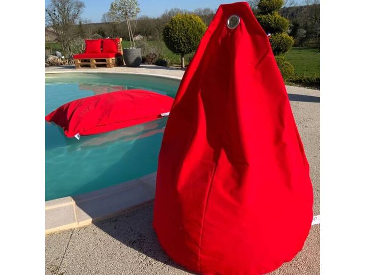 Pouf poire à microbille Rouge 80 cm