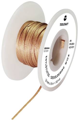 TOOLCRAFT TO-9658947 Entlötlitze Länge 15m Breite 1.0mm Flussmittel getränkt