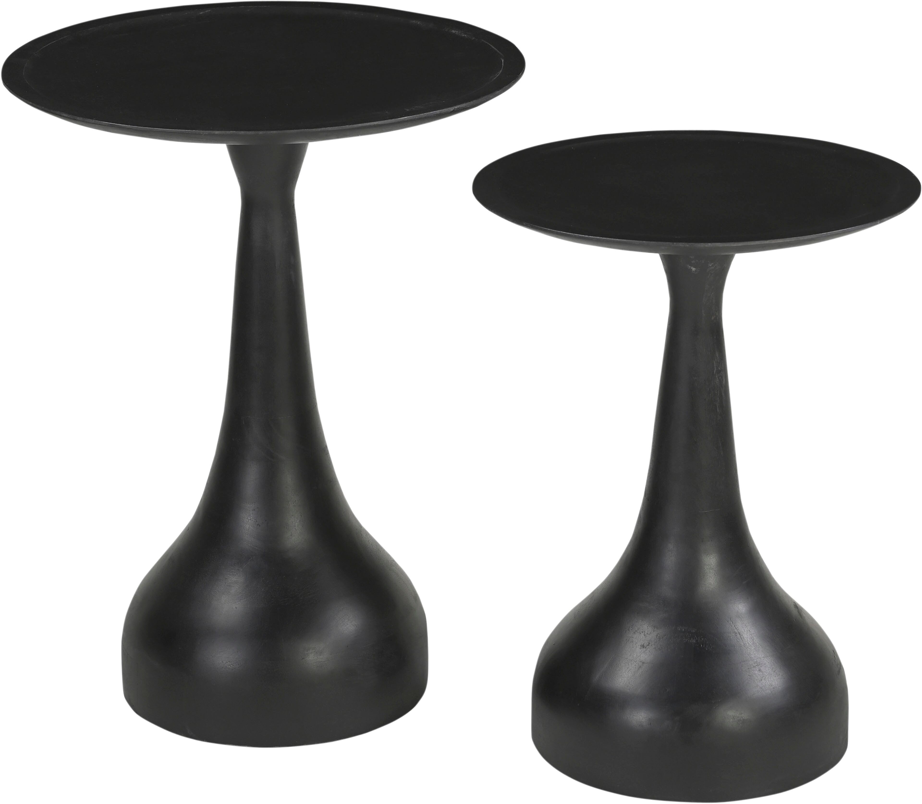 Beistelltisch SIT "Yerewan rund aus Mango massiv mit natürlicher Maserung", schwarz, B:46cm H:59cm T:46cm, Mango massiv, Tische, Beistelltisch, Ø 46 cm Tischplatte aus Mango massiv mit einzigartiger Maserung