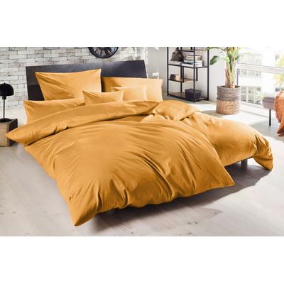 Bettwäsche PRIMERA "Uni Luxus-Satin in Gr. 135x200, 155x220 oder 200x200 cm", gelb (senf), B/L: 200cm x 200cm, 1 Stk., 2 Stk., Satin, B/L: 80cm x 80cm, 3 Stk., Satin, Obermaterial: 100% Baumwolle, Bettwäsche, Bettwäsche, Bettwäsche aus Baumwolle,...