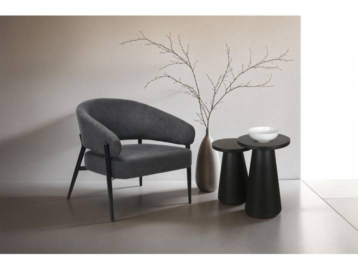 Beistelltisch BYLIVING Cone , schwarz (schwarz, schwarz, schwarz), H:60cm, Tische, Beistelltisch, aus Massivholz in schwarz oder white wash, verschiedenen Größen