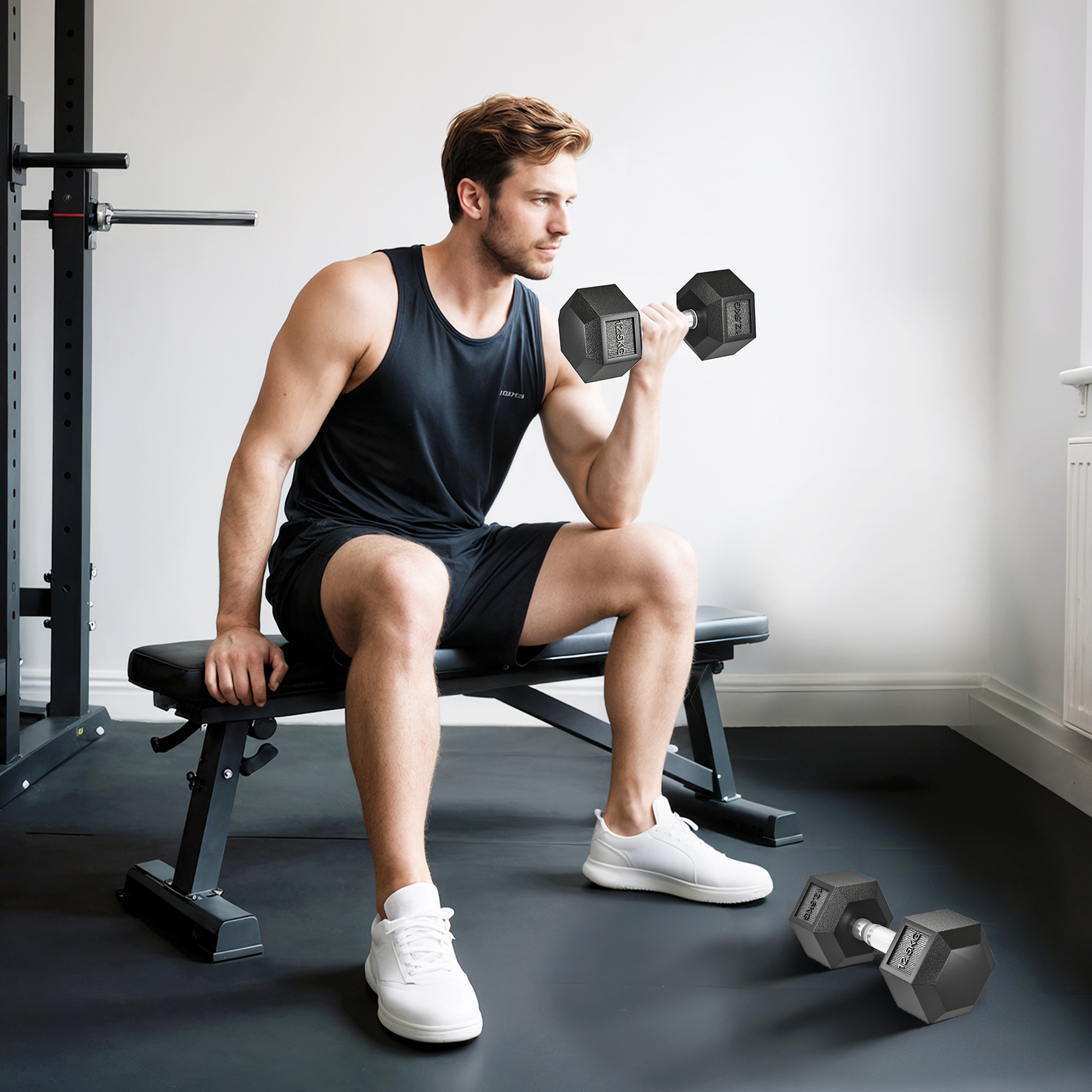 Homcom Set di Manubri Palestra da 2x12.5 kg Esagonale, Pesi per Palestra con Impugnatura Zigrinata Antiscivolo, Nero   Aosom Italy