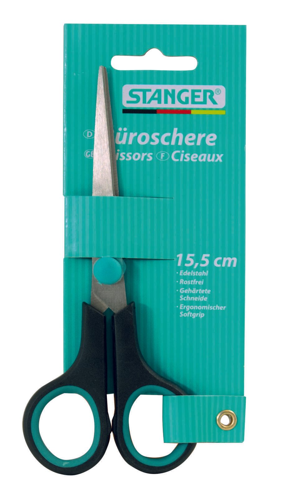 STANGER Büroschere stainless, schwarz-grün 340102