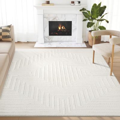 Abani Rugs Abani Neutral NTL150A Cream Tone-on-Tone Geometric Lines Area Rug