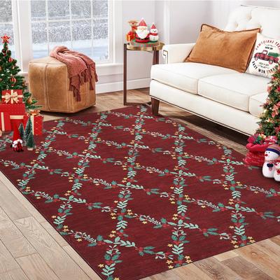 Garvee Christmas Berries Holly Branches Area Rug