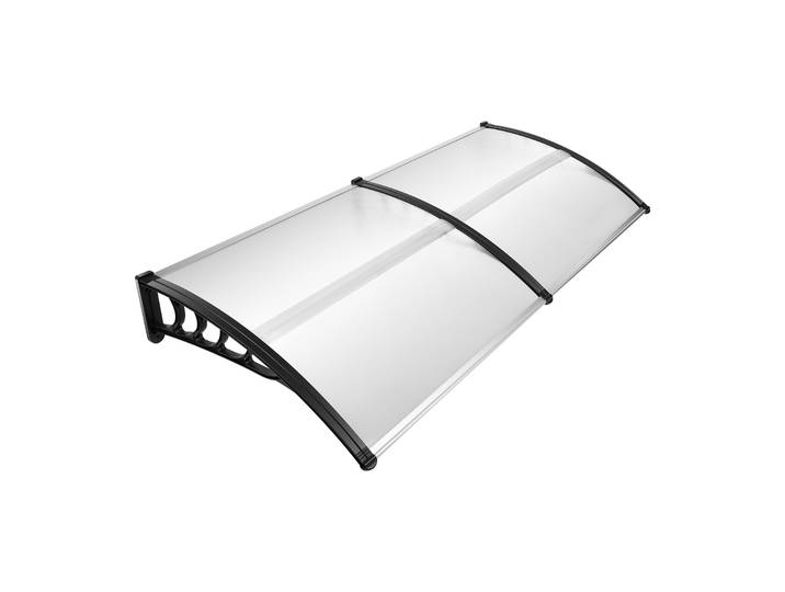 PC 200 cm, porte d'entrée auvent PP, rectangulaire, porte d'entrée transparente en polycarbonate arc pour l'installation au-dessus des portes, fenêtres