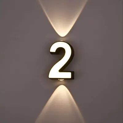 Silver Stone Store Waterproof LED Wall Lamp, Digit Number Display, Modern Minimalism Style For Porch, Garden, Indoor & Outdoor Aluminum warm White 3000k 2