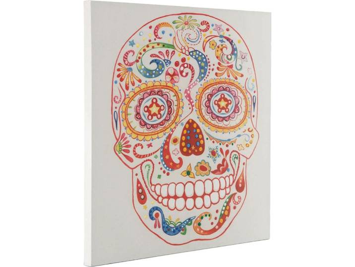 Ölbild KAYOOM Totenkopf , bunt (farbe bild(er): bunt), B:90cm H:90cm T:38cm, Acrylfarbe, Leinen, Bilder, Ölbild, 90cm x 90cm
