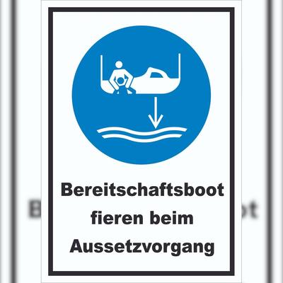 HB-Druck Bereitschaftsboot fieren beim Aussetzvorgang Schild A4 (210x297mm)