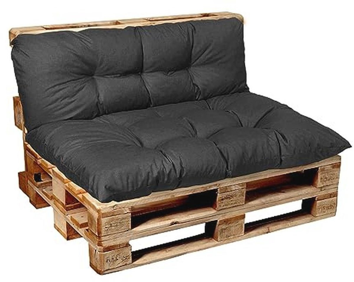 Palletkussen Antraciet 120x60 cm - Gewatteerd Zit- en Rugkussen voor Binnen en Buiten