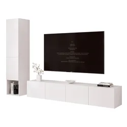 WOHNWAND ANGEL LINE I 2-teilig, mit LED-Beleuchtung, Weiß matt
