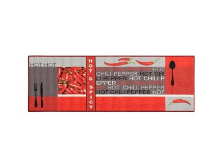 Teppichläufer Küchenläufer Chilidesign Chililäufer Küchenteppich – Wohnzimmer Eingangsbereich Flur Küche – Hot & Spicy - gekettelt strapazierfähig pflegeleicht – 67 x 120 cm rot