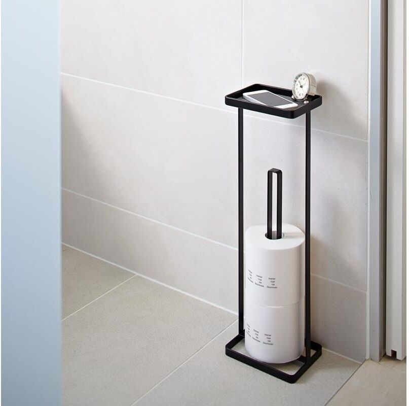 Toilettenpapierhalter YAMAZAKI "Tower", schwarz, B:16cm H:52cm L:12cm, Metall, Toilettenpapierhalter, Toilettenpapierhalter schwarz Einheitsgröße
