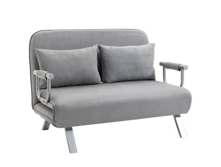 FSX Canapé-lit simple en simili cuir avec assise réglable en 5 positions 105x80x78 cm gris clair