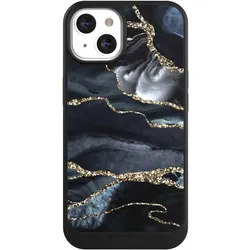 Nivocase Hülle für Apple iPhone 13 Handyhülle NIVOcore Case Schwarz Glitzer Look Marmor Trends (Apple iPhone 13), Smartphone Hülle, Schwarz