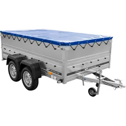 Zweiachsiger Anhänger 264x150 UNITRAILER GARDEN 265/2 KIPP mit BIS-Seitenwänden, H-0-Rahmen und blauer Plane