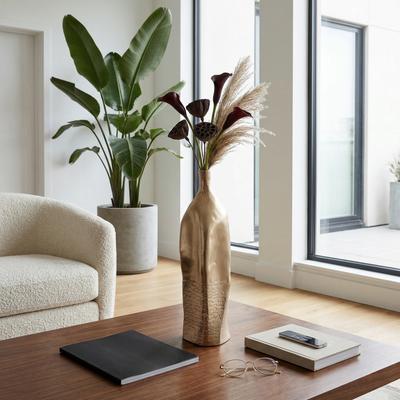 Sagebrook Home Modern Textured Aluminum Vase for Console Table or Living Room Decor