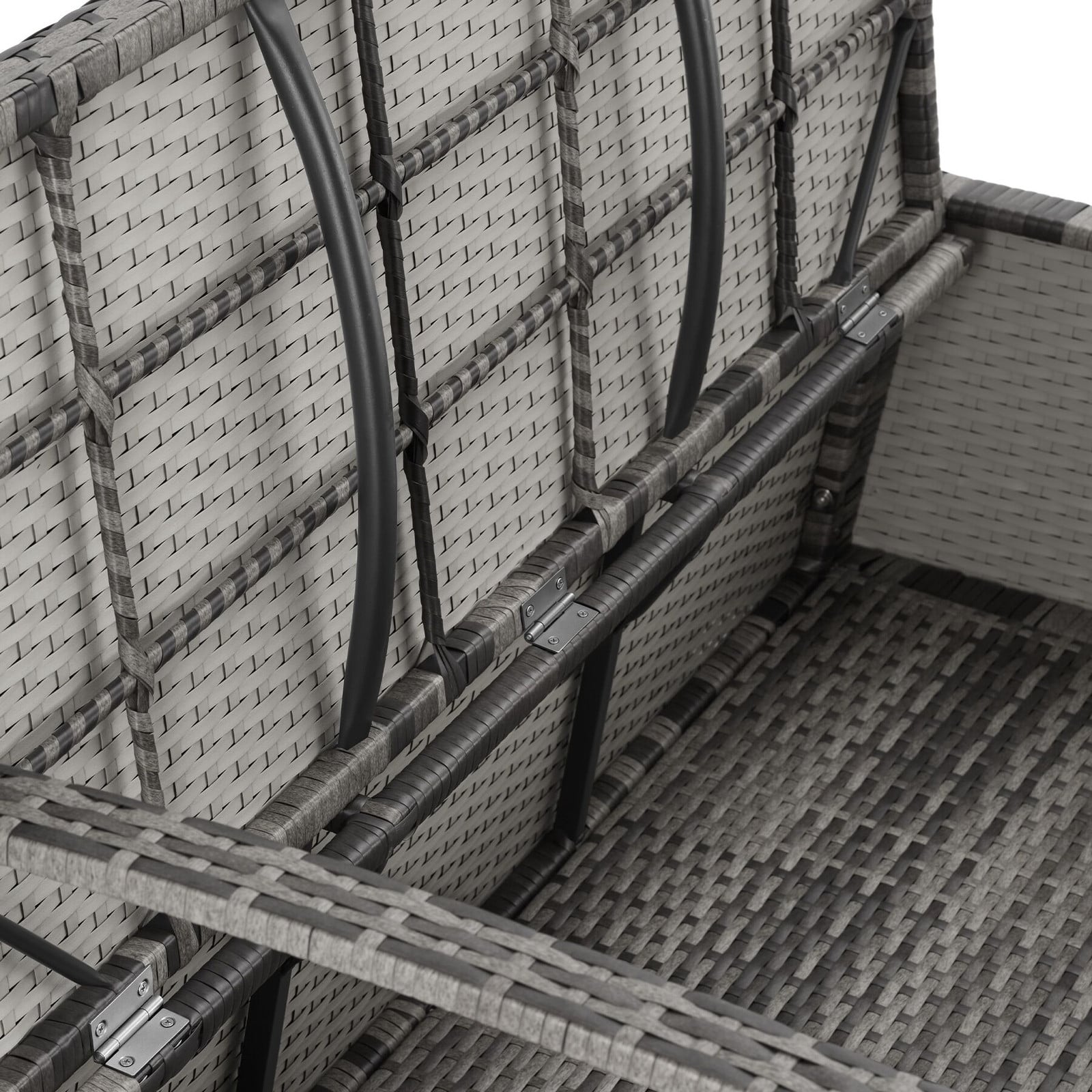 TecTake Vecchia 2-zits wicker tuinbank met opbergruimte en armleuningen, grijs