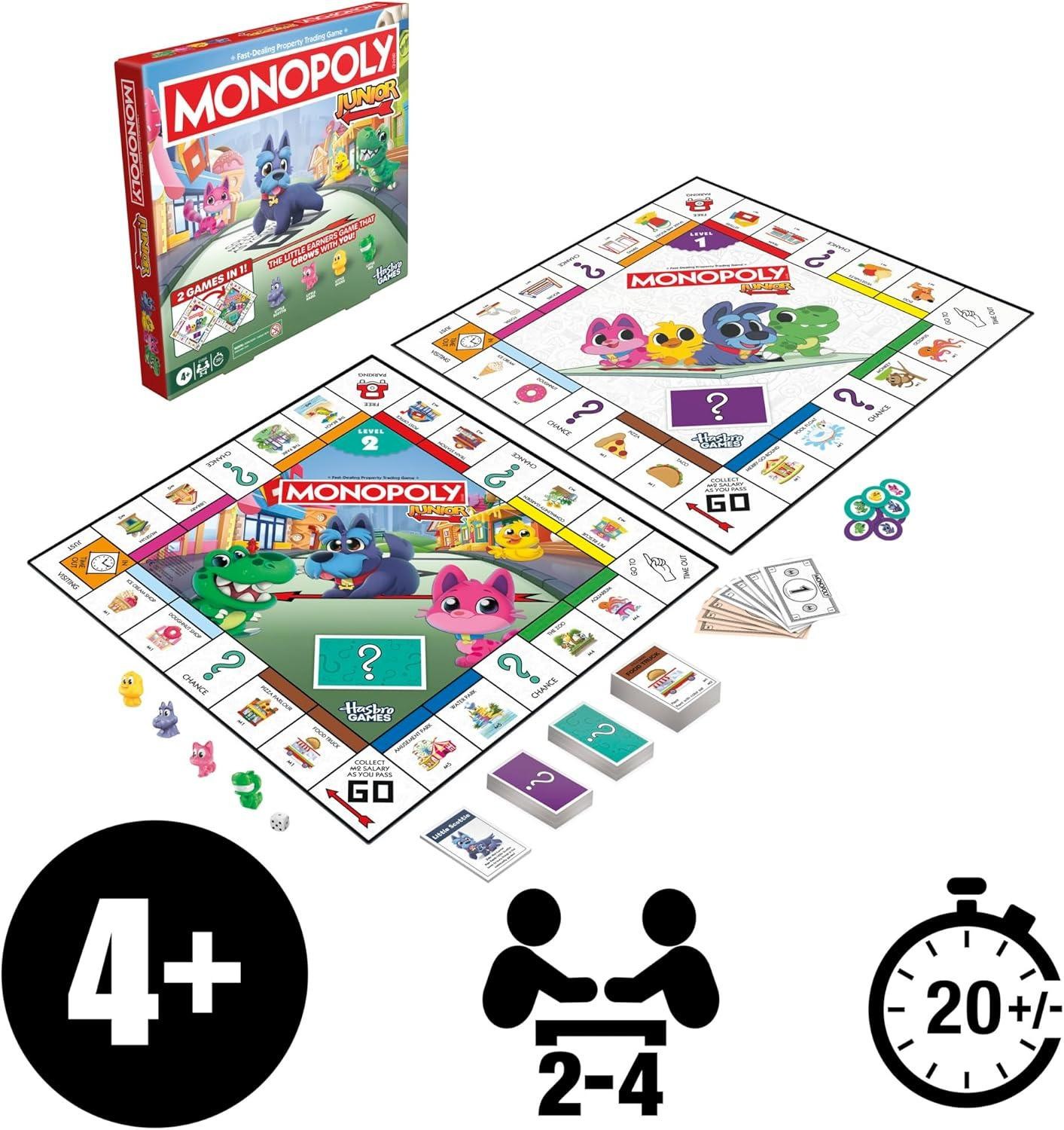Hasbro Gaming Monopoly Junior voor kinderen vanaf 4 jaar