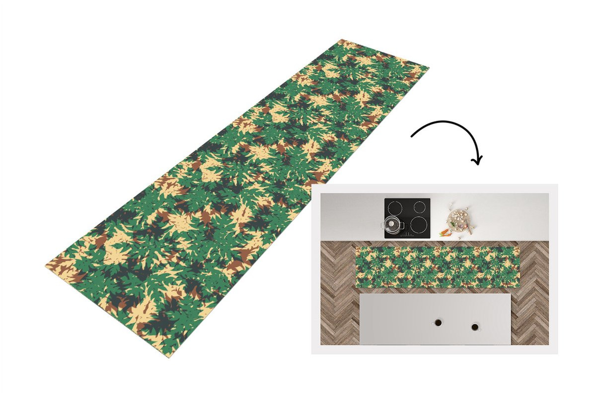 Keukenloper Jungle Camouflage Animal Print Vinyl - 200 x 50 cm