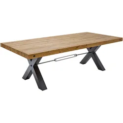 riess-ambiente Esstisch THOR - 200cm vintage braun Pinie recycelt Industrial Design Eisen X-Gestell
