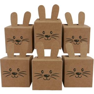 Papierdrachen Geschenkbox 060-005-007, Osterhasen, braun, 7 x 7 x 7 cm, Karton, eckig, 12 Stück