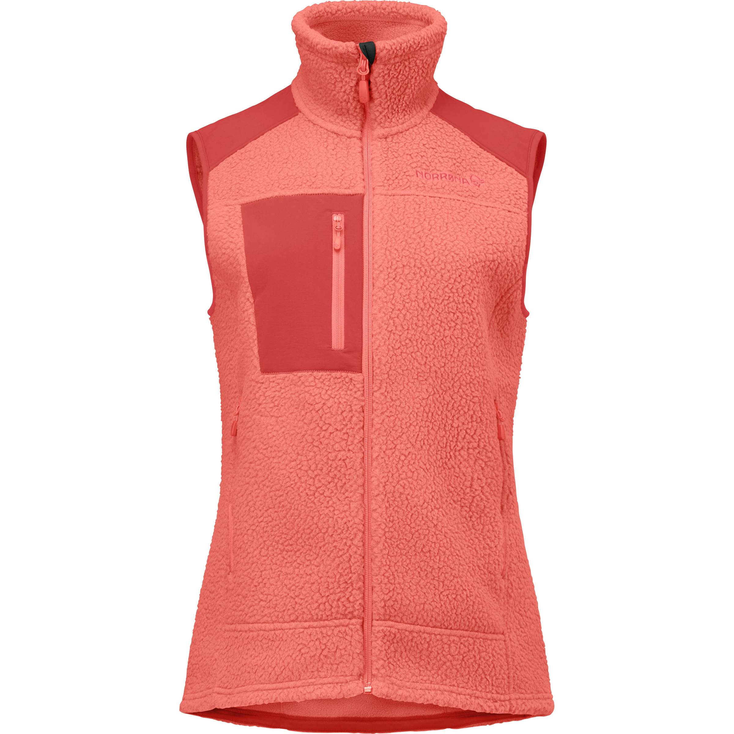 Norrona Trollveggen Warm3 Weste Damen Fleecewesten deep sea coral-baked apple Größe L Trekking Elastisch