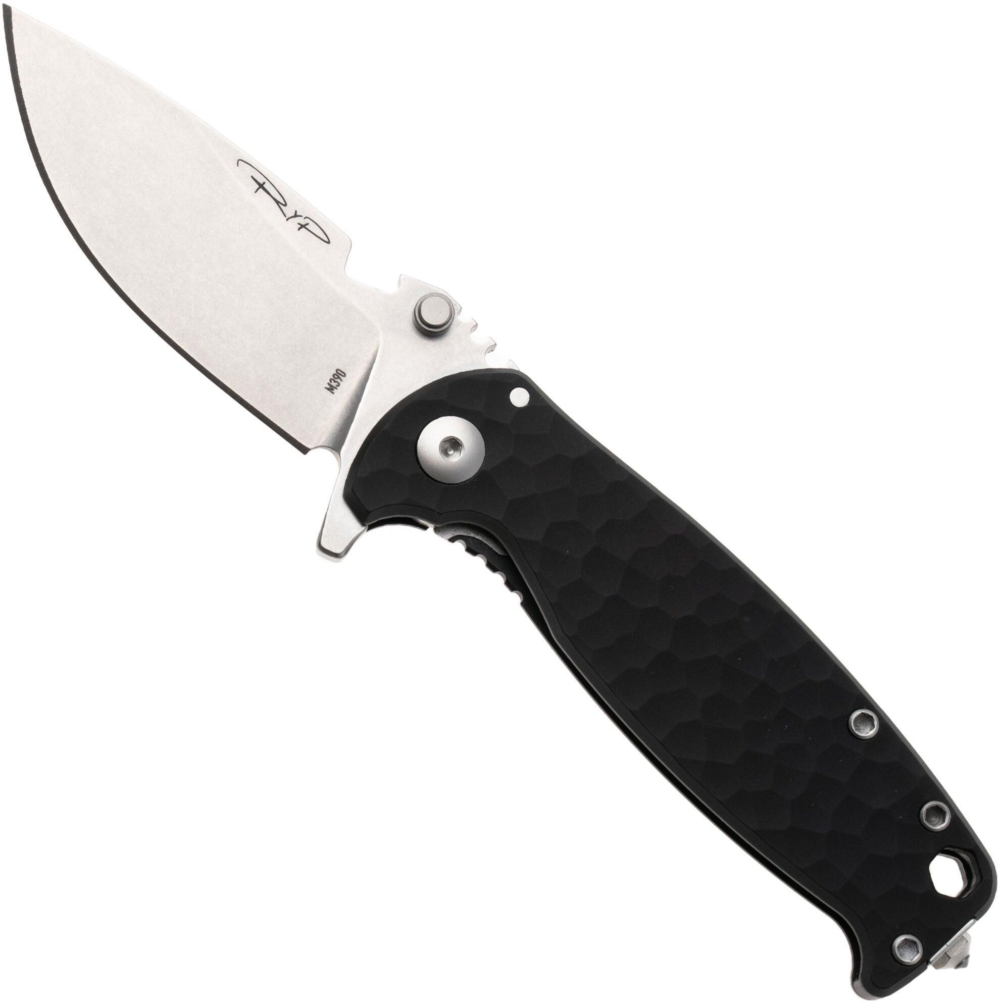 DPx Gear DPx HEST/F DPHSF451, Stonewashed Böhler M390, Black Sculpted Aluminum coltellino tascabile