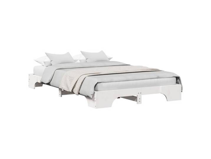 Lit bois - MANGO - Cadre de lit adulte ou enfant - Blanc Bois 140 x 190 cm - Cadre de lit adulte ou enfant - Rectangulaire LV1681