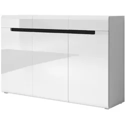 Sideboard HL1-45, 137 cm x 92 cm x 39 cm, weiss/weiss hochglanz/schwarz NBHL1-45-weiss