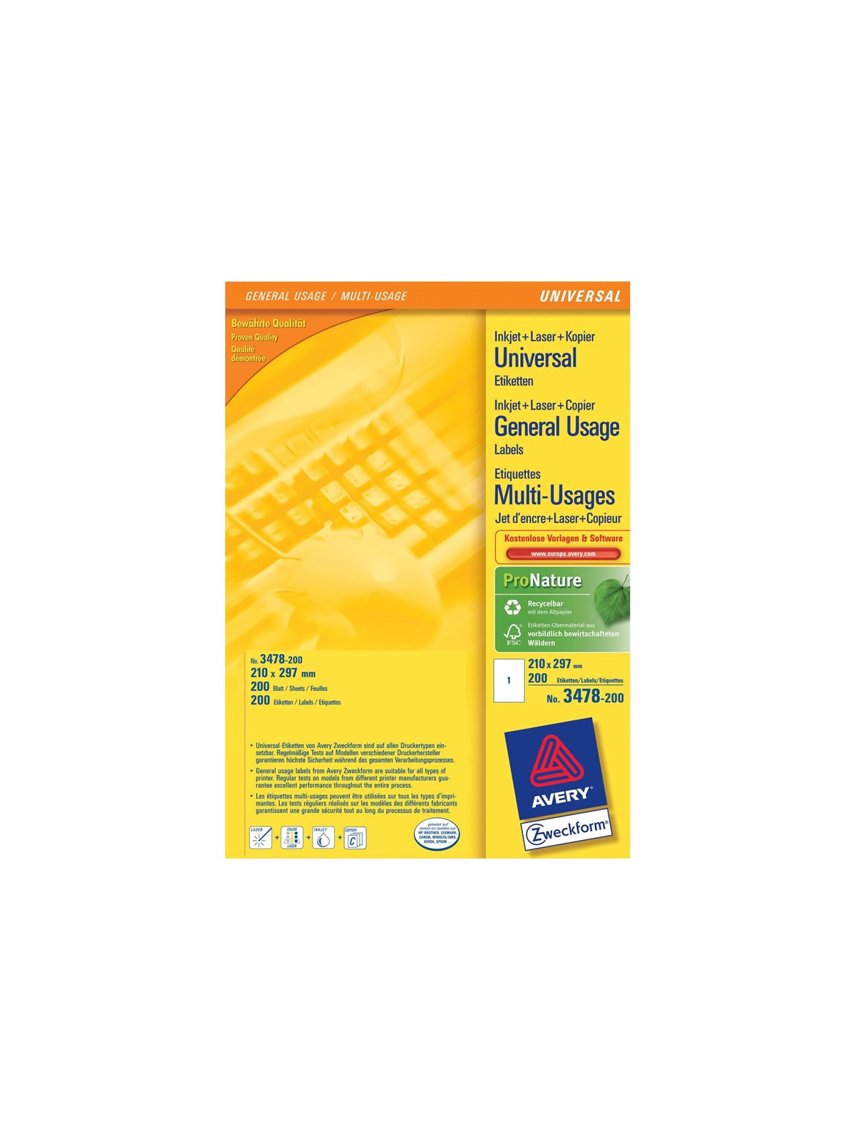 Avery Zweckform 3478 - labels - 200 label(s) - A4