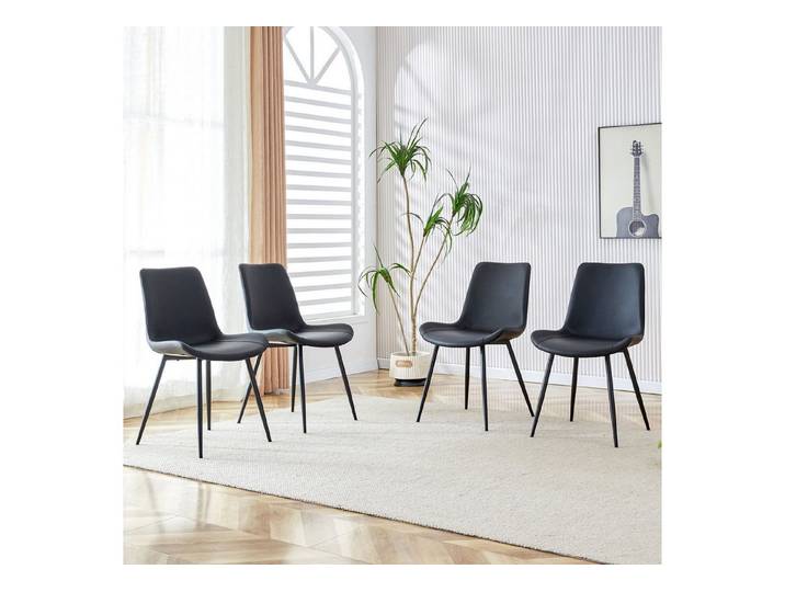 MODFU Esszimmerstuhl mit kunstleder-Bezug, Metallrahmen und breiter Rückenlehne (4er-Set Polsterstuhl im modernen Design), Wohnzimmerstuhl Küchenstuhl