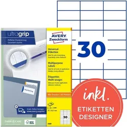 Avery Zweckform 3000er-Pack Universal Klebeetiketten »3489« weiß