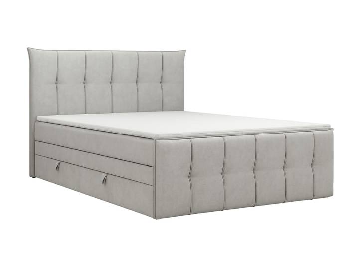 Lit boxspring gris 160x200 cm