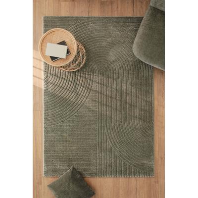 Teppich WECON HOME "Bolen", grün (oliv grün), B:140cm H:14mm L:200cm, Polypropylen, Teppiche, Teppich, Gewebter Teppich, Kurzflor, 3D Design, pflegeleicht, Wohnzimmer