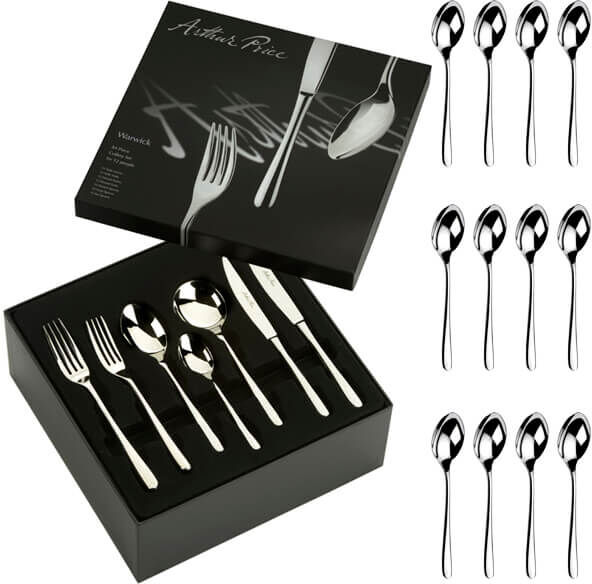 Arthur Price Signature Warwick 84 Piece Cutlery Box Set plus FREE Extra 12 Tea Spoons