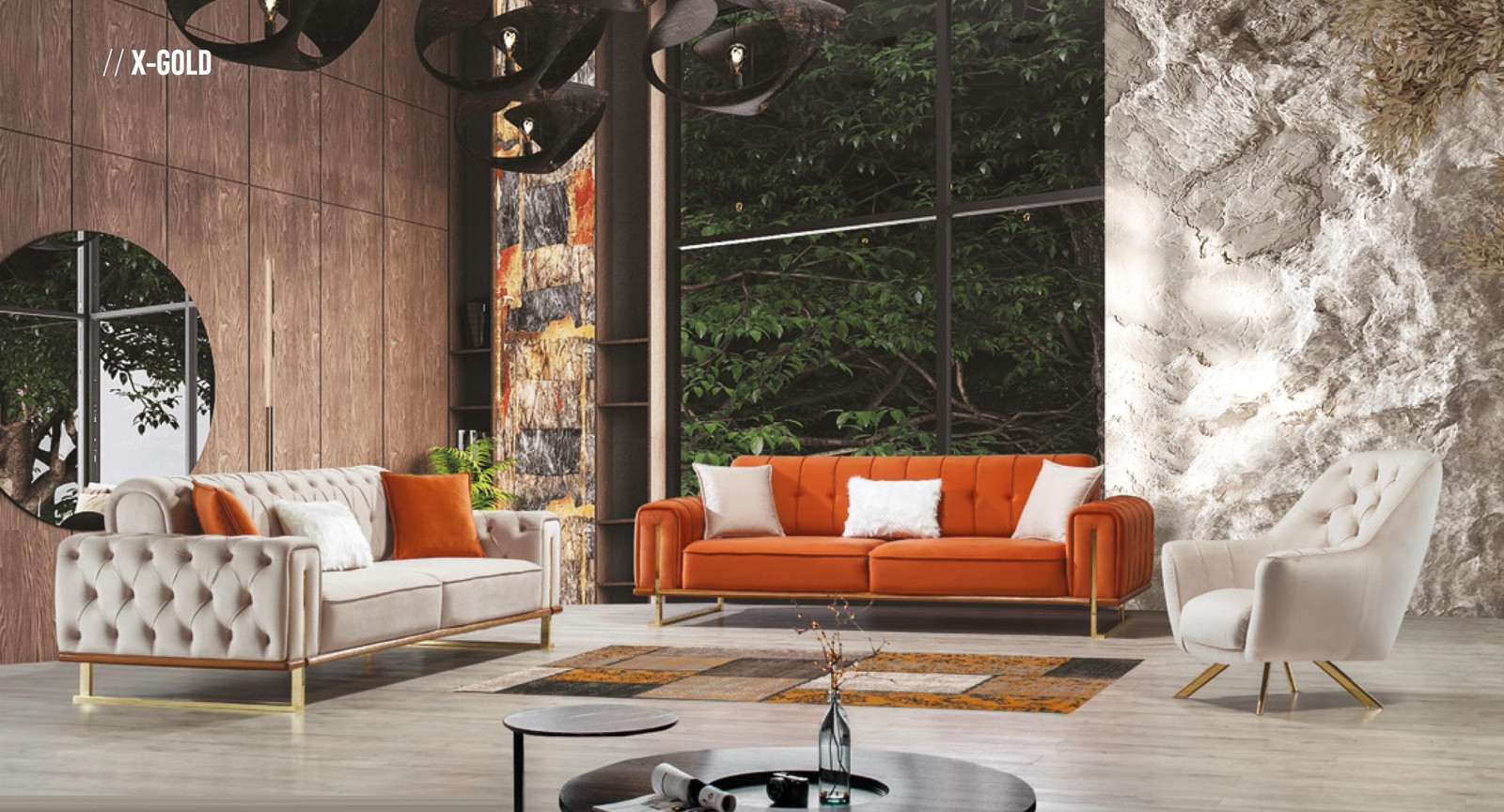 Luxus Möbel Chesterfield Sofagarnitur voor volwassenen, Meerkleurig