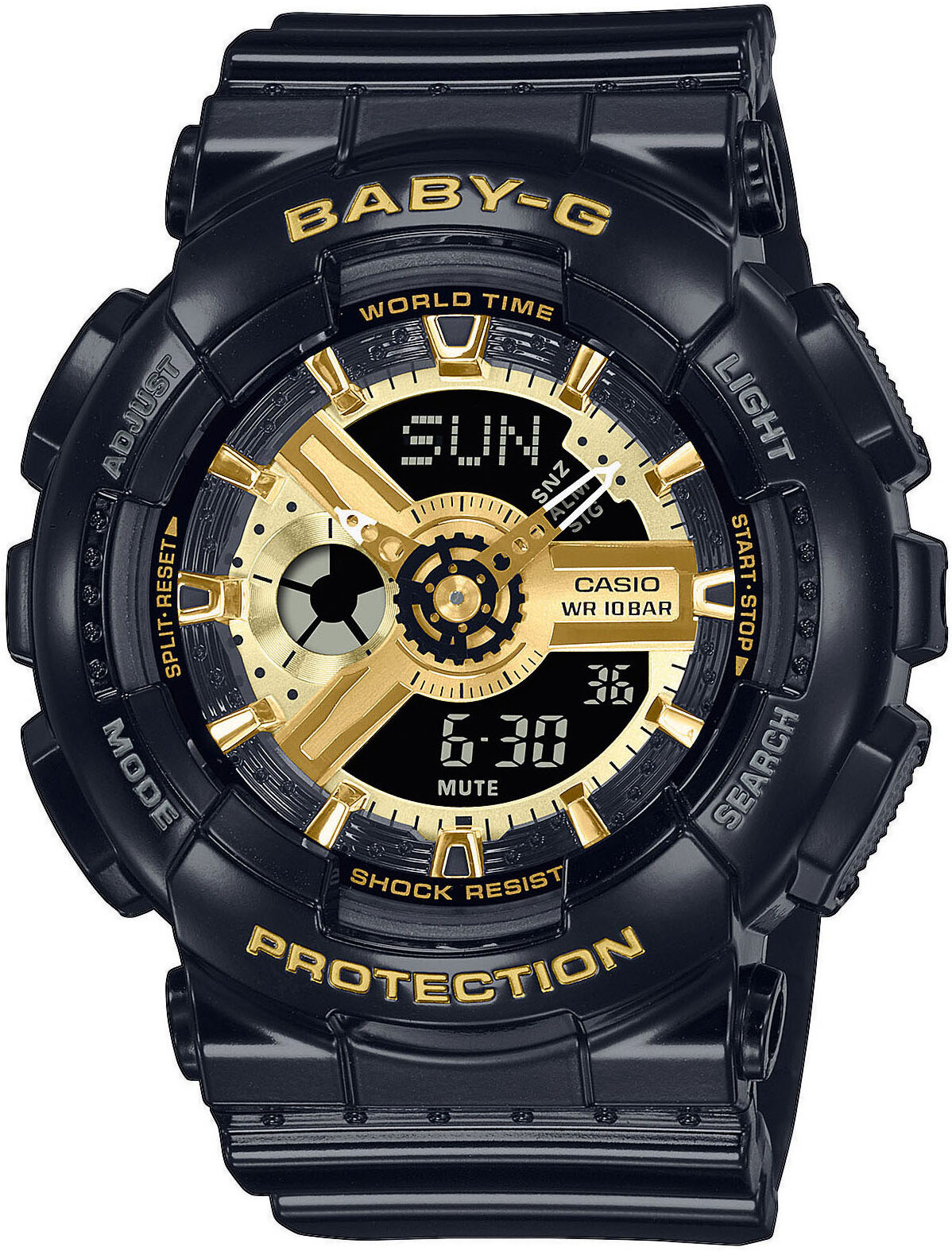 Chronograph CASIO BABY-G, schwarz, Armbanduhren, Damen, Chronograph, Quarzuhr, Armbanduhr, Damenuhr, Stoppfunktion, digital, Timer
