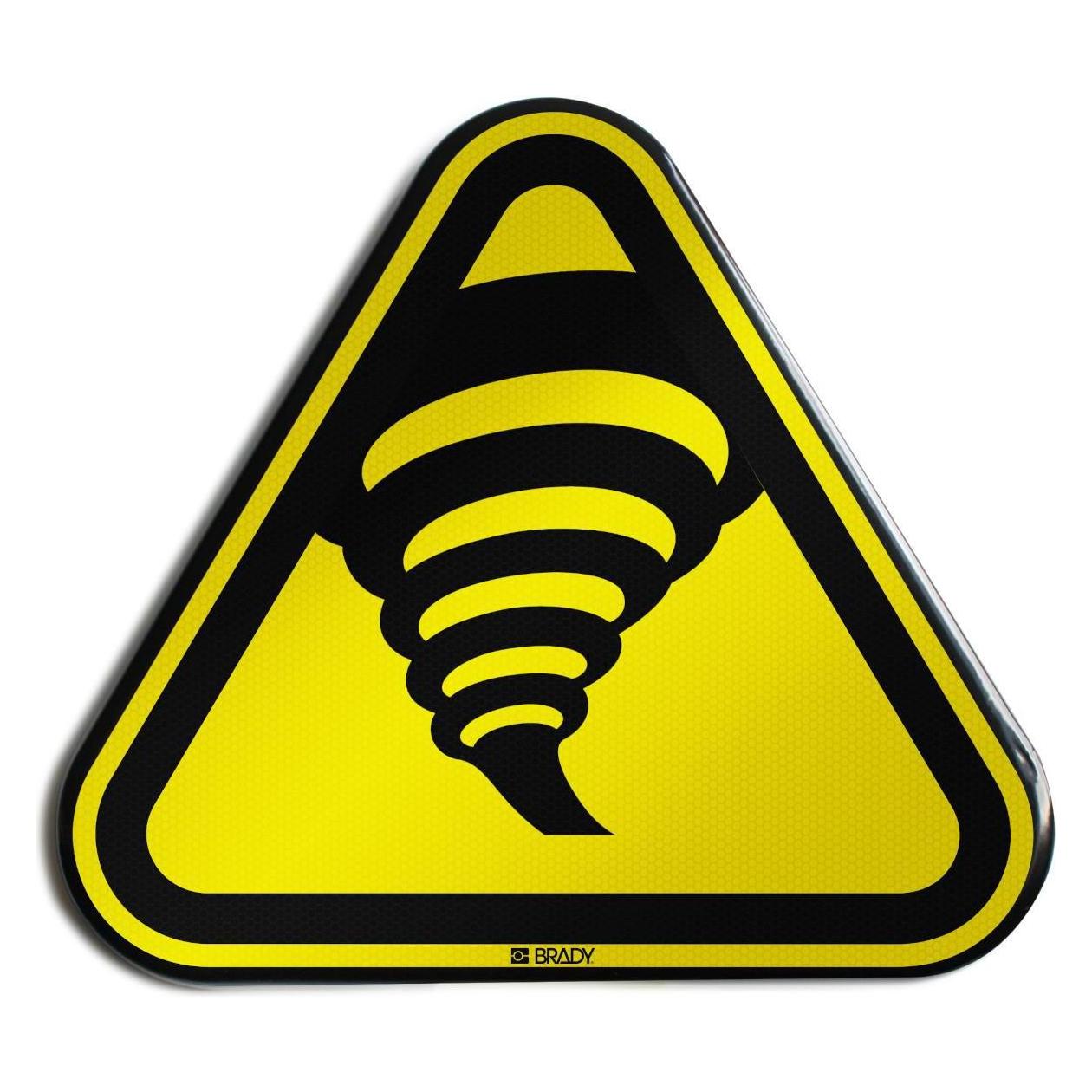 Brady W/W074/NT/RFLBD-TRI400-1, ISO Sicherheitsschild - Warnung Tornadogebiet, Aluminium laminier (W/W074/NT-RFLBD-TRI400-1)