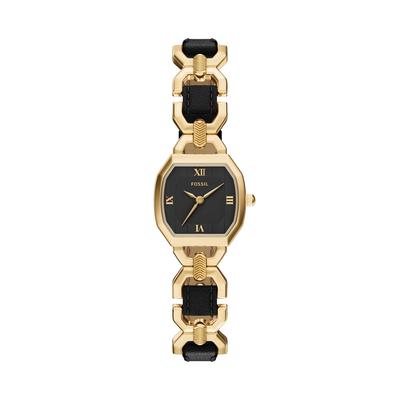 Quarzuhr FOSSIL "Harlow", gold (gelbgoldfarben, schwarz), Armbanduhren, Damen, Quarzuhr, Armbanduhr, analog