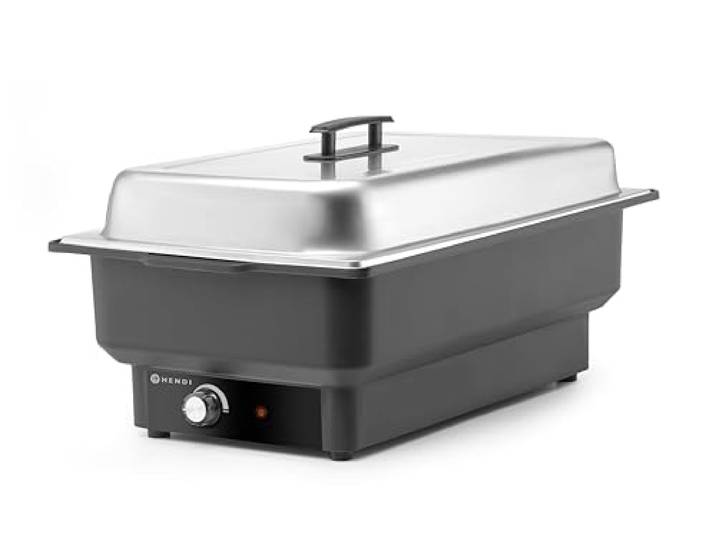 HENDI Chafing Dish électrique Tellano\, Bain-Marie de Buffet\, GN 1/1\, capacité 9L\, 30–85°C\, 230V\, 900W\, 575x349x(H) 278mm\, polypropylène et Acier Inoxydable