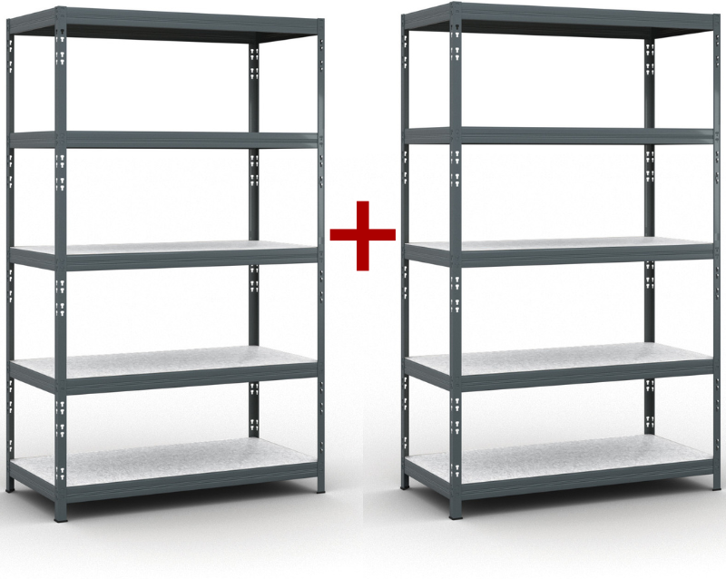 B2B Partner Fachbodenregal 1+1 GRATIS, 1966x1200x600 mm, Traglast 280 kg