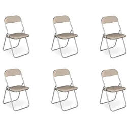 Dmora Antenore - Klappstuhl, Beige, 6 Stühle
