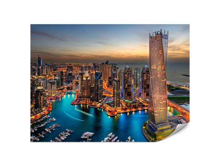 FOTOTAPETE für Büro Hochhäuser Dubai Marina Hafen Lichter Modern 200x140