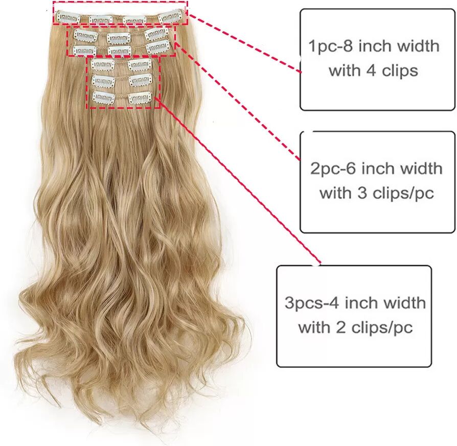 INF Extensions de Cheveux à Clips Blond Doré Ensemble de 6 Pièces 16 Clips
