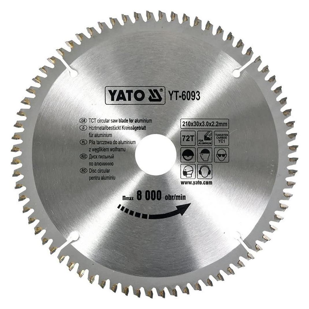 Yato HM Sägeblatt 210 x 30, 72 Zähne, TFZ, für Alu, Kunststoff, NE-Metalle (YT-6093)